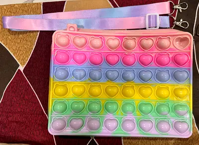 Pastel Heart Pop It Crossbody Bag — Soft Silicone Fidget Purse