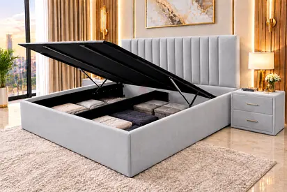 New King bed Ottoman hydraulic Bed with Upholstered Light Grey king size bed Hydraulic storage bed