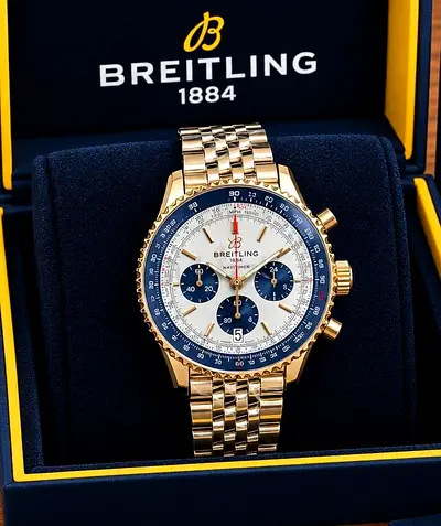 Breitling Navitimer Chronograph Gold Men's Watch with Box all over UAE cash on delivery