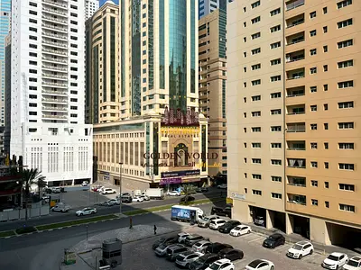 2-bedroom apartment in Al Taawun, master bedroom, 2 bathrooms, balcony, built-in wardrobes, open view and free AC. AED 54,999 yearly.