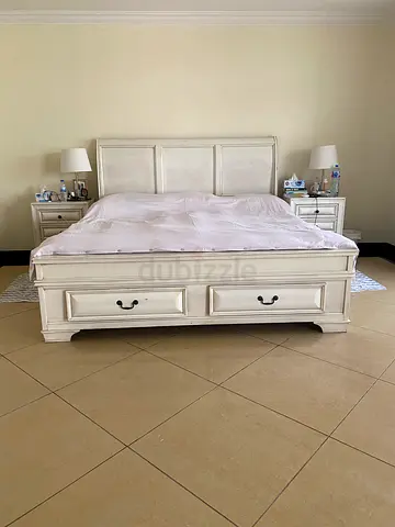 King Bed with mattress and side tables for sale