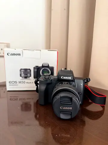 Canon EOS M50 Mark II + 15–45mm Lens, Microphone & Accessories