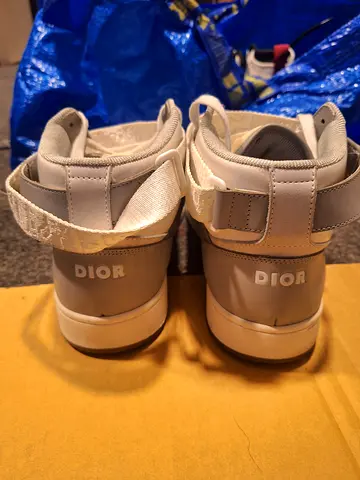 Used Dior high-top sneakers, beige/white, size 11