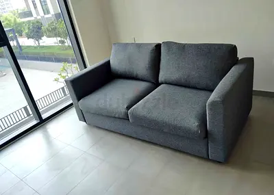 Compact 2-Seater Grey Fabric Sofa bed— Good Condition
