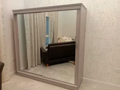 Custom made Grey Sliding Door Wardrobe with Full-Length Mirror - Good Condition