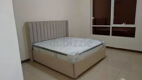 Modren design new King size upholstered bed frame with new mattress - beige