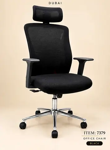 Ergonomic Black Mesh Office Chair with Headrest — Good