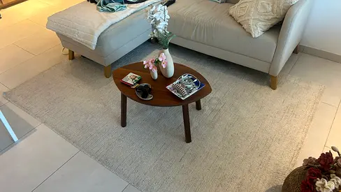 Light Beige Modern Wool-Blend Area Rug - 200x300cm (Good Condition)