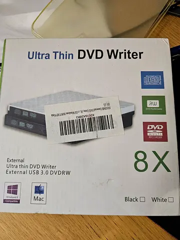 External Ultra-Thin USB 3.0 DVD Writer (8x) - External DVD±R. New, never used