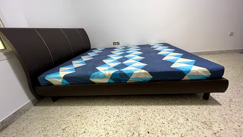 Branded Home Center King Size dark brown double bed frame with mattress included