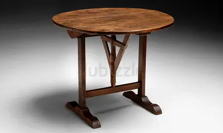 French Antique wine tasting style Lyon Oval Dining Table – Dark Walnut