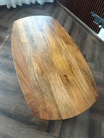 Solid Wood Oval Coffee Table - Natural Finish