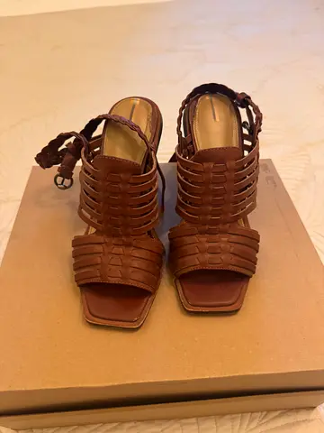 Sam Edelman, Brown woven leather heeled sandals, size 36