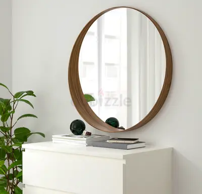 Round Ikea Wooden Mirror - Modern Minimalist Design