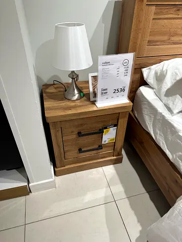 Solid Wood Nightstand / Bedside Table with Drawer - Oak Finish