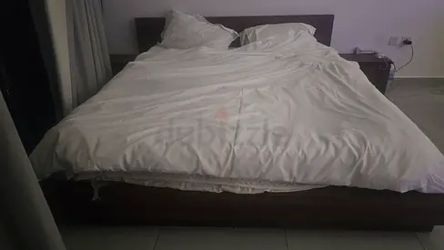 King wooden bed frame with mattress included - good condition