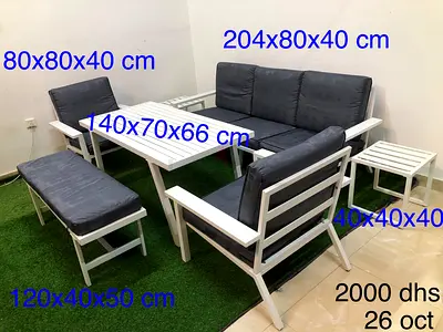 7-seater modern aluminum outdoor lounge and dining sofa set
