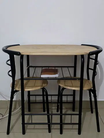 Compact wooden dining table with 2 Chairs - good condition