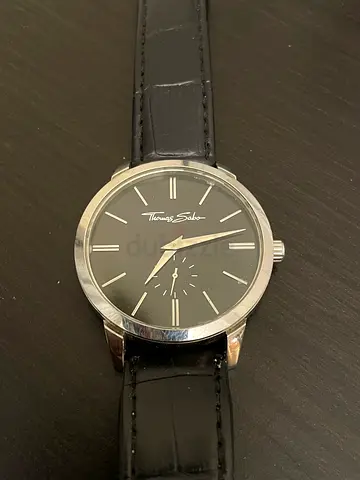 Thomas Sabo Men's Analog Black Dial Leather Strap Watch