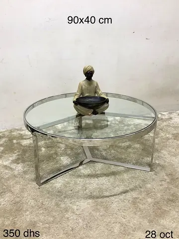 Stainless Steel Round Coffee Table (90x40 cm)