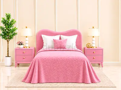 New Pink upholstered double bed with curved headboard storage bed twin bed luxury twin size bed