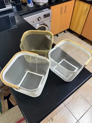 Metal mesh 3 storage baskets with handles