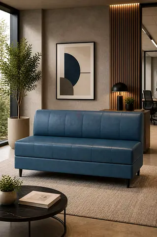 Blue faux leather 2-seater sofa / loveseat