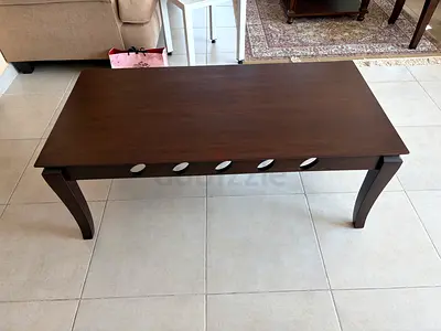Dark Wood Coffee Table with Curved Legs - Good Condition