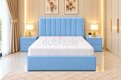 New Blue upholstered double bed frame with headboard twin bed and mattress twin size bed storage bed