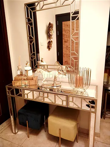 Home center Mirrored Console Table with Decorative Mirror - Gold Finishsize 120 cm length40 width