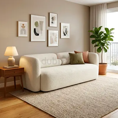 3-seater Bouclé Sofa — Modern Curved Design