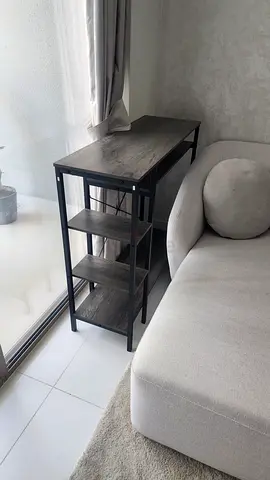 Slim Side Table with 3 Shelves - Dark Wood Finish