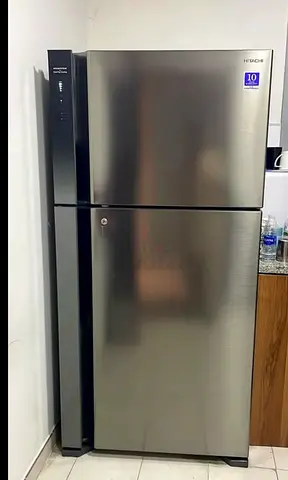 Hitachi 2-Door Stainless Steel Refrigerator - Good Condition