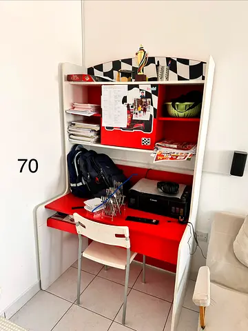 Compact red study desk w