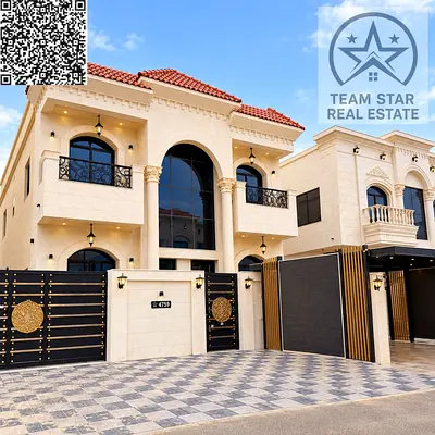 High-end villa with spacious rooms featuring built-in wardrobes; located opposite a mosque and near essential services.