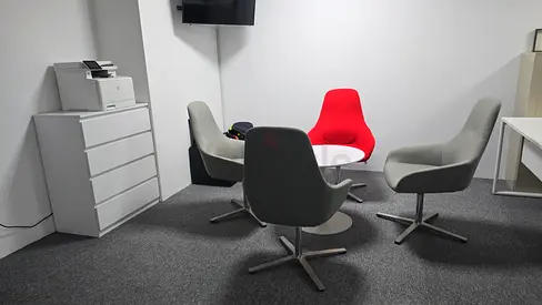 Set of 4 Modern Office Lounge Chairs with Small Round Table