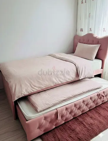 New baby pink colour 90*200 single size trundle Bed