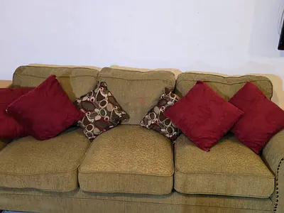 3-seater plus 2-seater plus 2-seater  fabric sofa with cushions - good condition