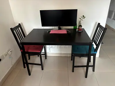 Ikea Work desk with 2 ikea wooden chair