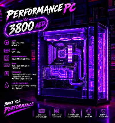 performance Gaming PC (Intel i7-7700K, GTX 1080, Custom Liquid Cooling) - Full RGB Showcase 🔥