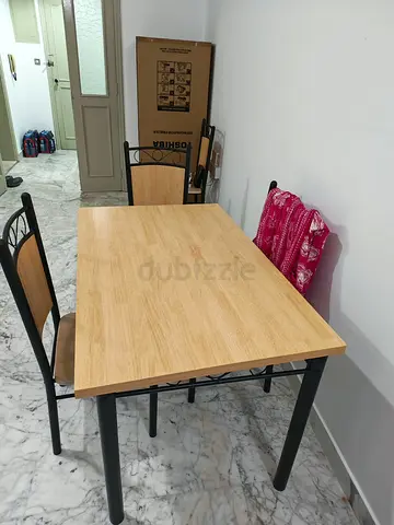 Wooden Top Dining Table with 4 Chairs - Light Oak Finish