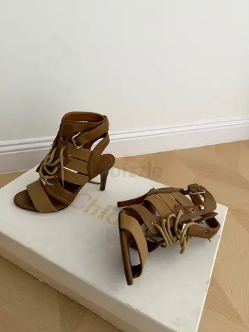 Chloe brand, Brown strappy high-heel sandals with lace-up detail (pre-owned)