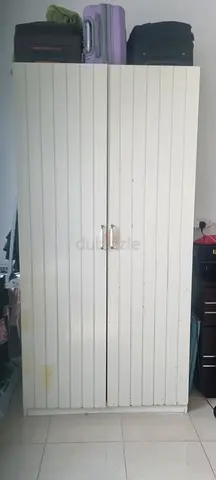 White freestanding double-door wardrobe / cupboard - good condition