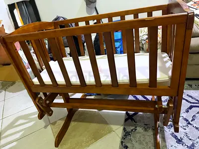 Baby wooden cradle with mattress