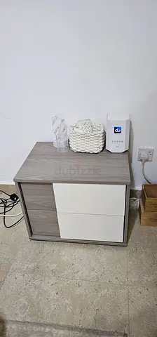 Small modern bedside table / nightstand in grey wood finish