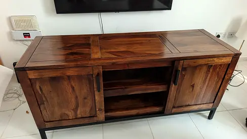 Solid Wood TV Console / Entertainment Unit - Dark Finish