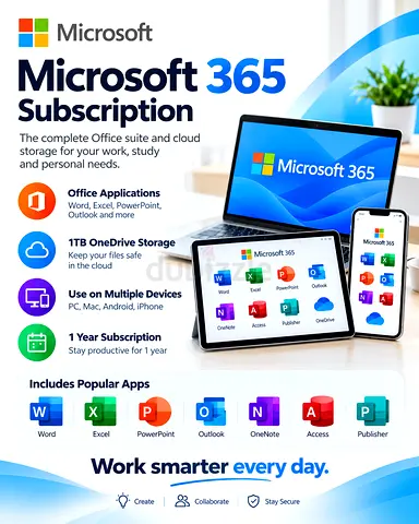 Microsoft Office 365 1-Year License (1TB OneDrive) Mac/Windows/Android