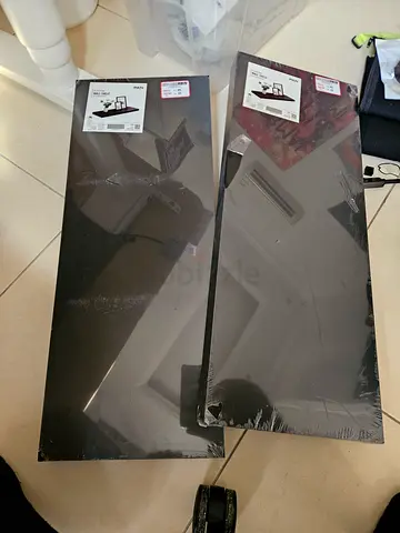 Set of 2 black wooden shelves/panels - new, still wrapped