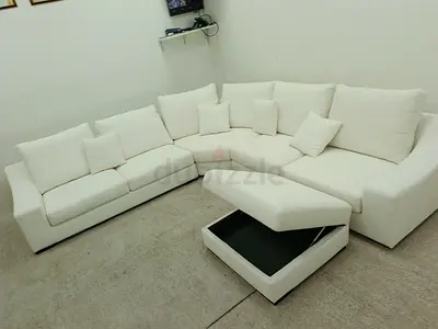 White indigo living brand corner sofa with ottoman storage