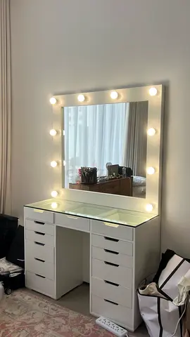 Makeup Vanity with Large Hollywood Mirror + Free Chair